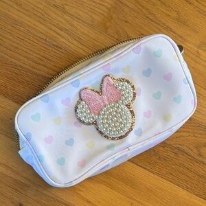 Stoney Clover Disney White Pouch with Pink Bow and Heart Design